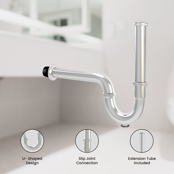 Ayna Decors Brass P Trap, 1 1/4 Bathroom Basin Waste Trap Drain Kit